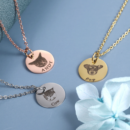 Pet Face Engraved Necklace